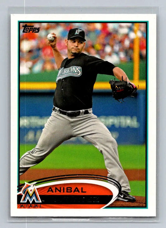 Baseball card of Anibal Sanchez from the 2012 Topps #157b Miami Marlins set