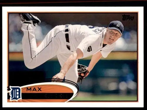 Baseball card featuring Max Scherzer with original gloss from 2012 Topps Tigers