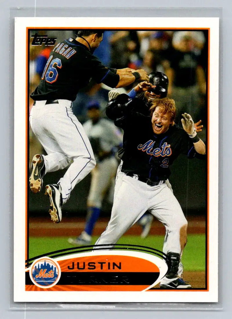 Baseball card of Justin Turner from the 2012 Topps #163a New York Mets series