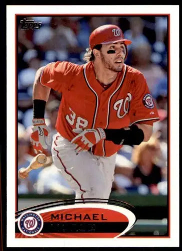Original gloss of 2012 Topps 165a Michael Morse baseball trading card featuring player in red uniform