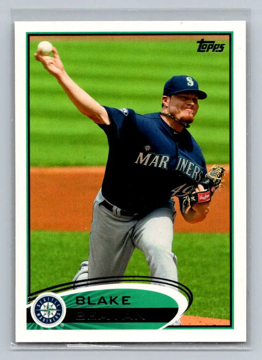 Baseball card featuring 2012 Topps #168a Blake Beavan of the Seattle Mariners