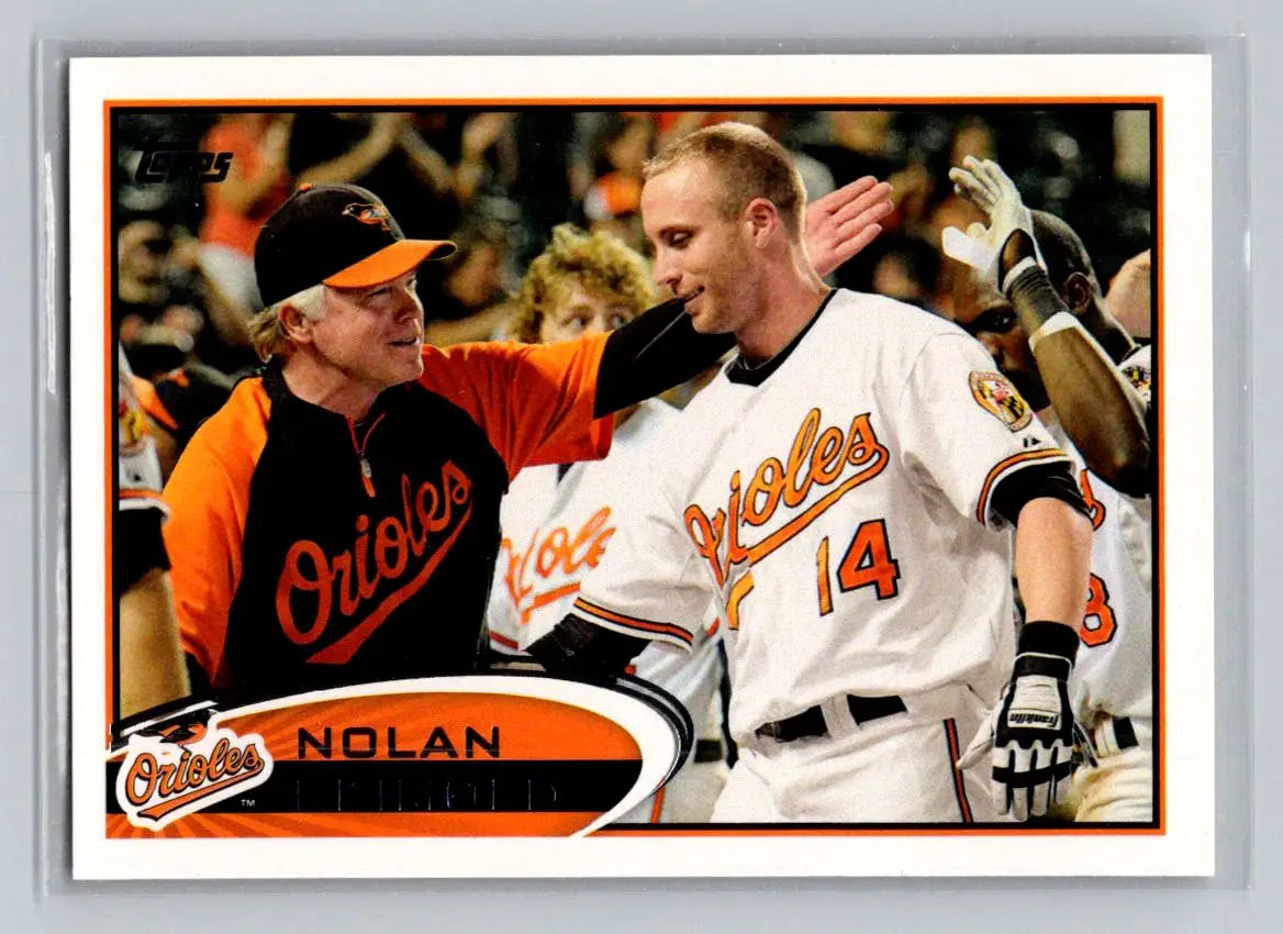 2012 Topps #176a Nolan Reimold baseball card featuring the Baltimore Orioles