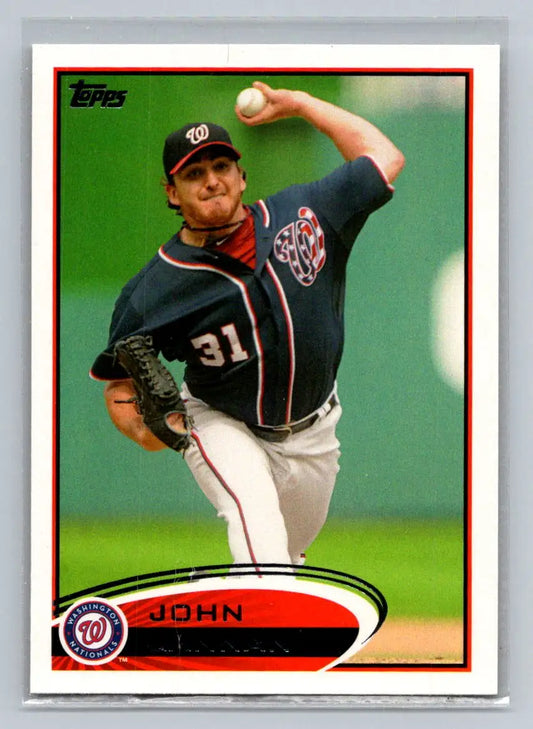Baseball card of John Lannan from 2012 Topps #186b Washington Nationals