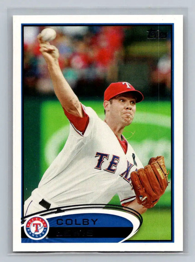 Baseball card of pitcher Colby Lewis, 2012 Topps #18a Texas Rangers collectible