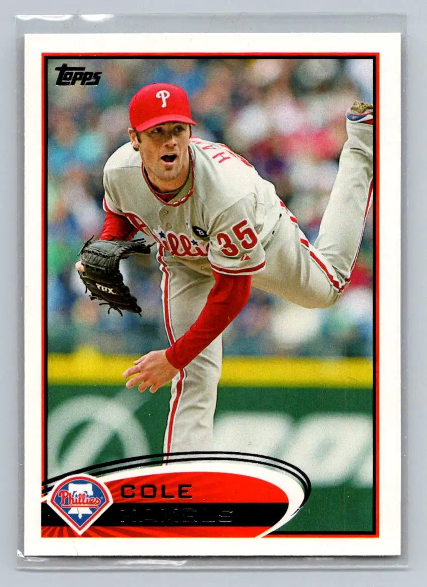 Cole Hamels 2012 Topps #190b baseball card featuring Philadelphia Phillies star pitcher