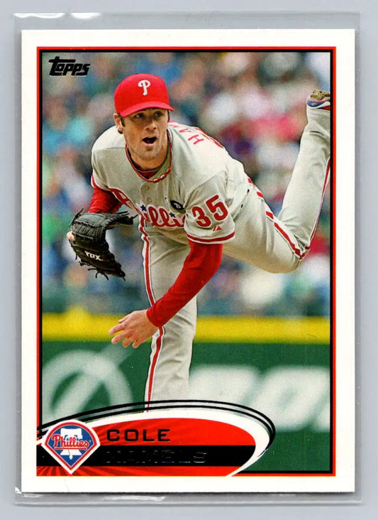 Cole Hamels 2012 Topps #190b baseball card featuring Philadelphia Phillies star pitcher
