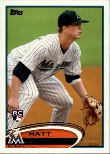 Matt Dominguez rookie Marlins baseball card with original gloss from 2012 Topps