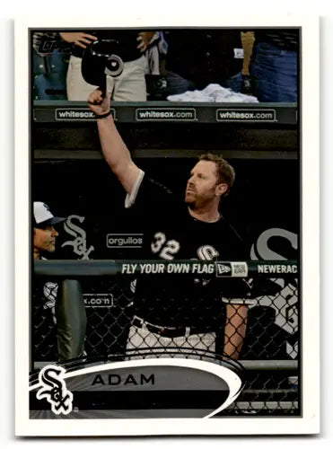 Baseball trading card of Adam Dunn in black and white uniform with original gloss