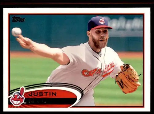 Original gloss baseball trading card of Justin Masterson NM-MT from 2012 Topps