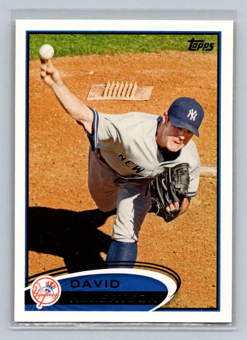 David Robertson 2012 Topps #206a baseball card featuring New York Yankees pitcher
