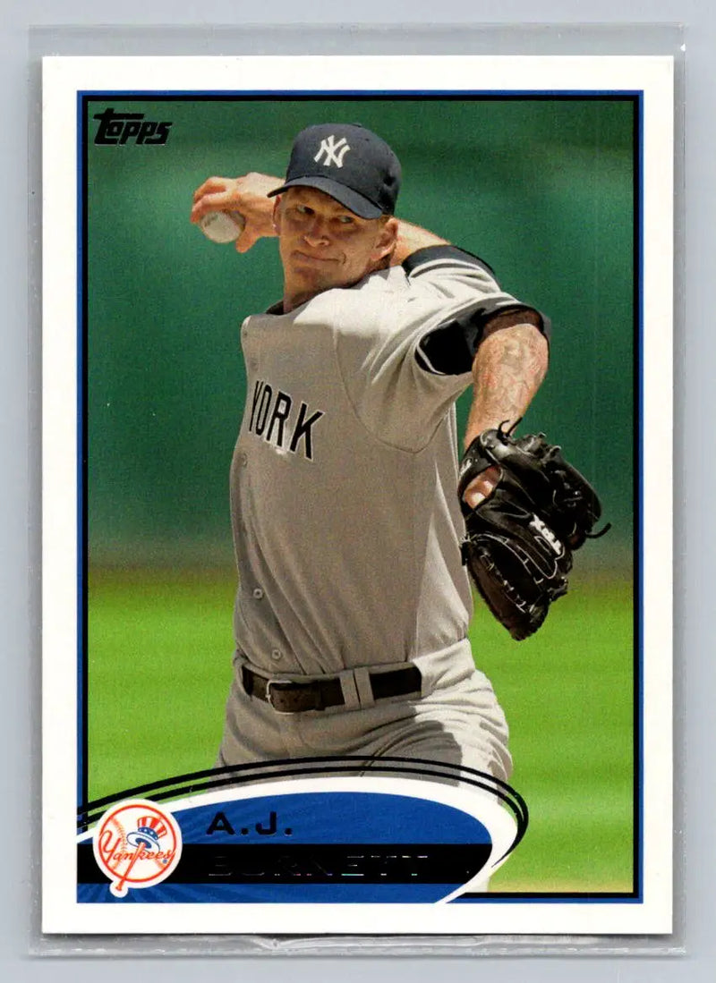 A.J. Burnett trading card from 2012 Topps New York Yankees baseball cards collection