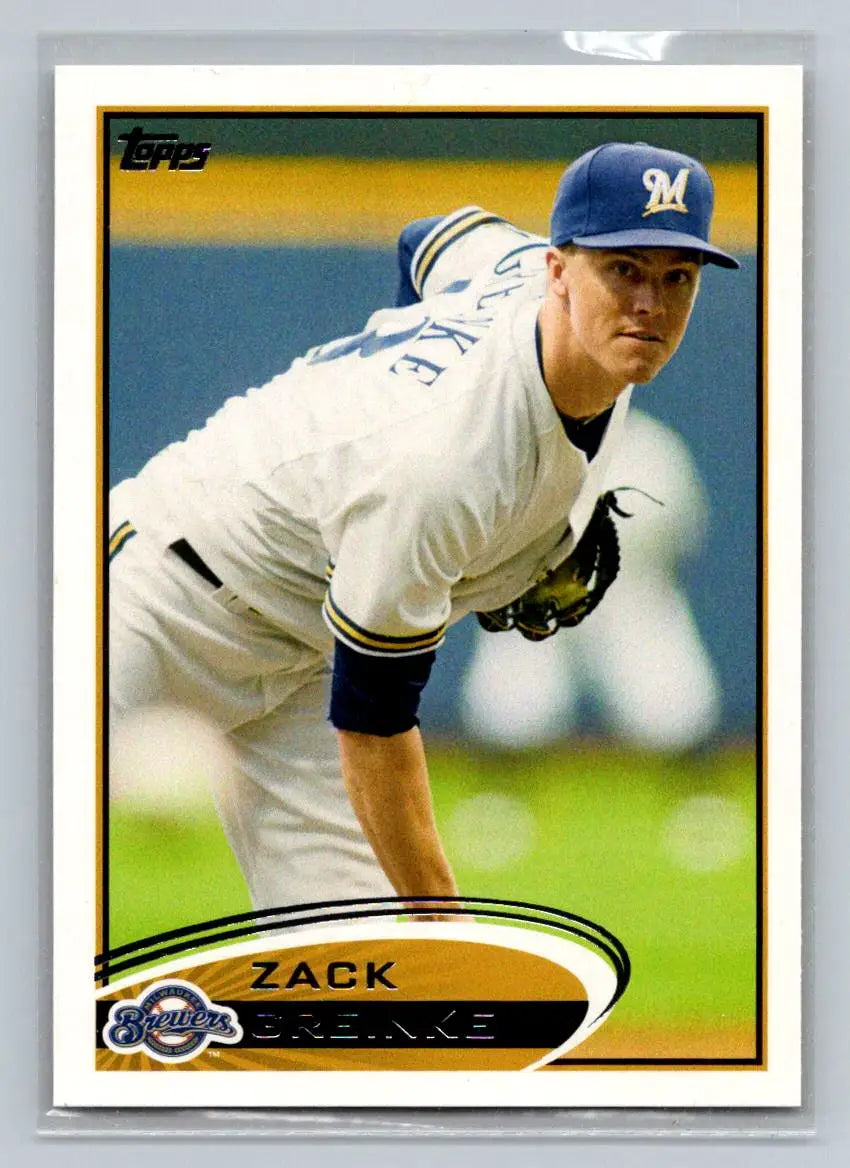 Zack Greinke 2012 Topps #210a baseball card featuring Milwaukee Brewers star pitcher