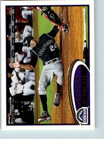 2012 Topps Dexter Fowler baseball card featuring original gloss and Rockies ID 14834