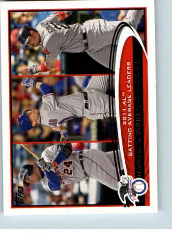 Baseball card featuring batting average leaders Miguel Cabrera, Michael Young, Adrian Gonzalez NM-MT LL