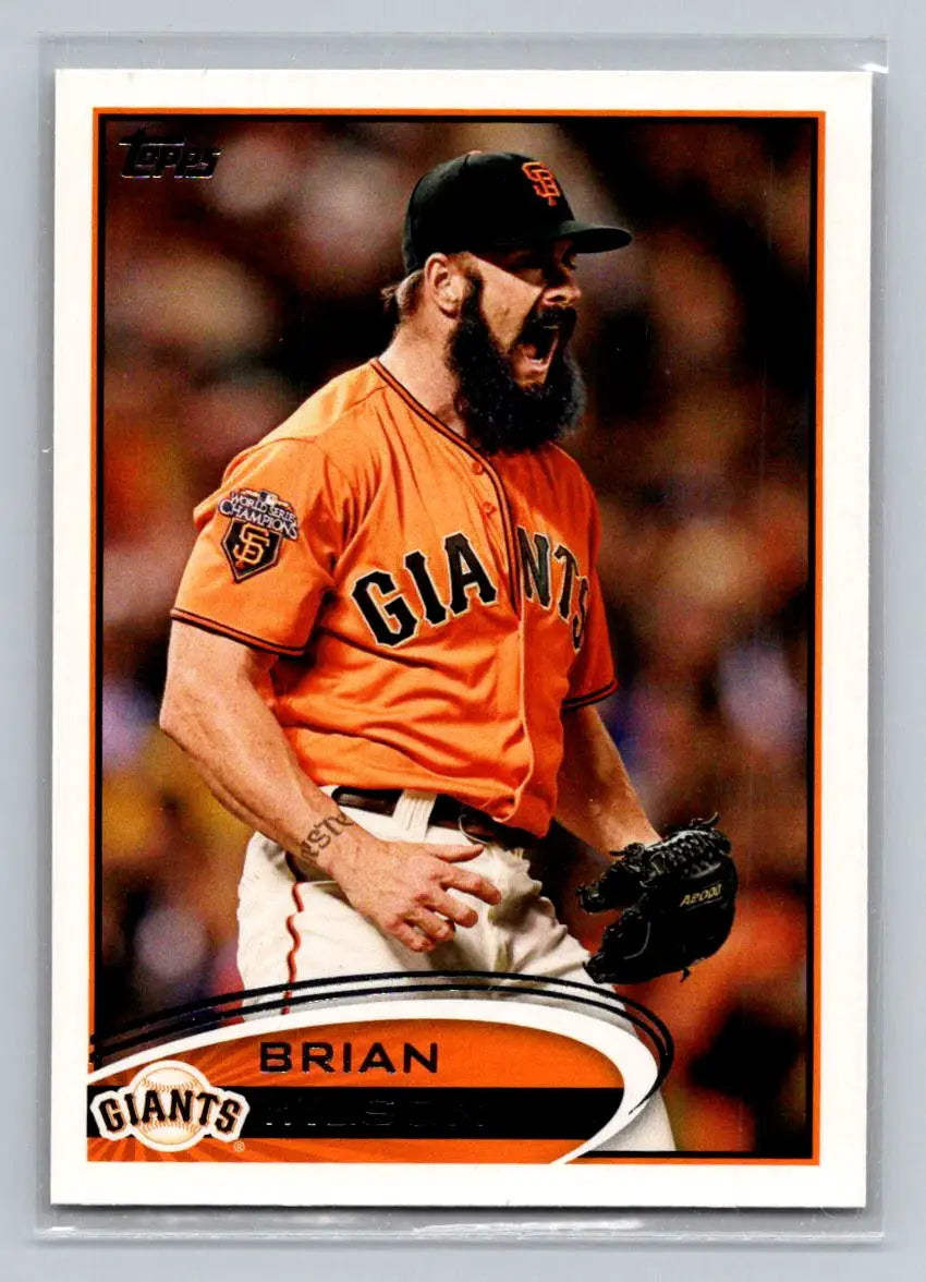 Brian Wilson baseball card 2012 Topps #260a San Francisco Giants collectible image
