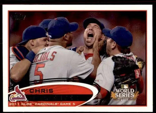 Original gloss baseball card of celebrating Chris Carpenter and Simply Sandoval