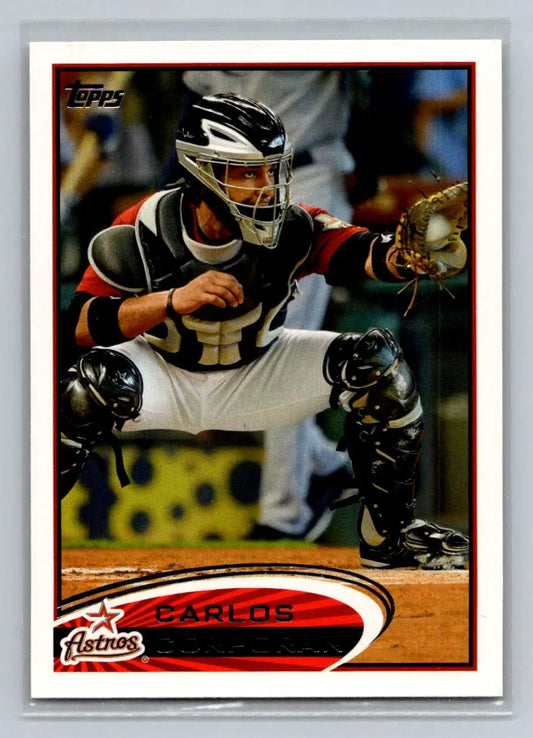 2012 Topps #266a Carlos Corporan Houston Astros baseball card featuring Carlos Lee