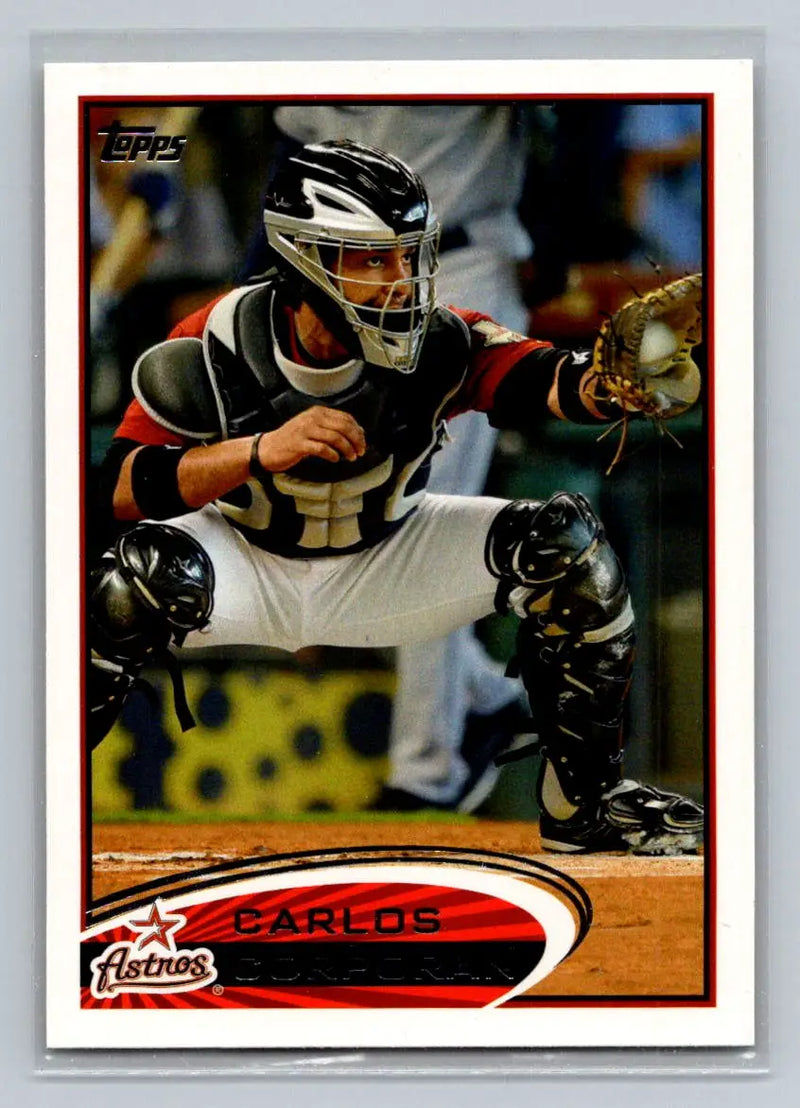 2012 Topps #266a Carlos Corporan Houston Astros baseball card featuring Carlos Lee