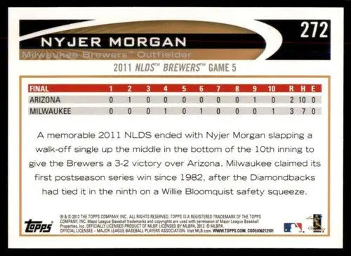 2012 Topps #272 Nyjer Morgan NM-MT Brewers HL PS ID:72481 - Baseball Card Single