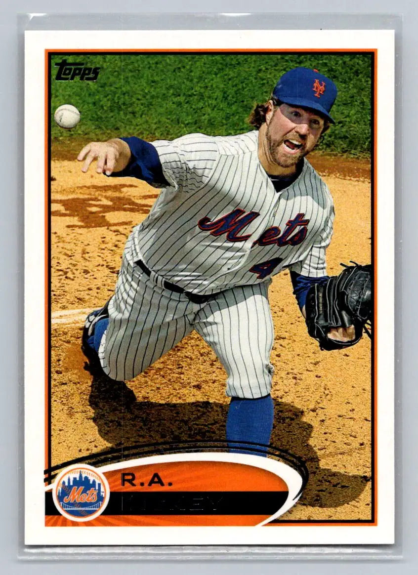 Baseball card of R.A. Dickey from 2012 Topps #279a featuring New York Mets player