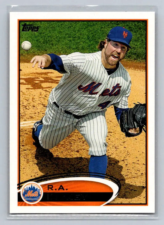 Baseball card of R.A. Dickey from 2012 Topps #279a featuring New York Mets player