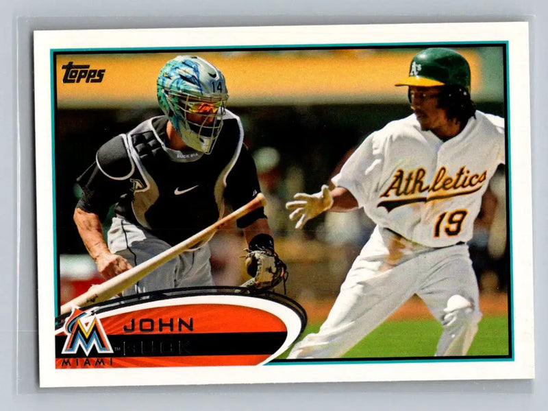 2012 Topps #27a John Buck Miami Marlins baseball trading card for collectors