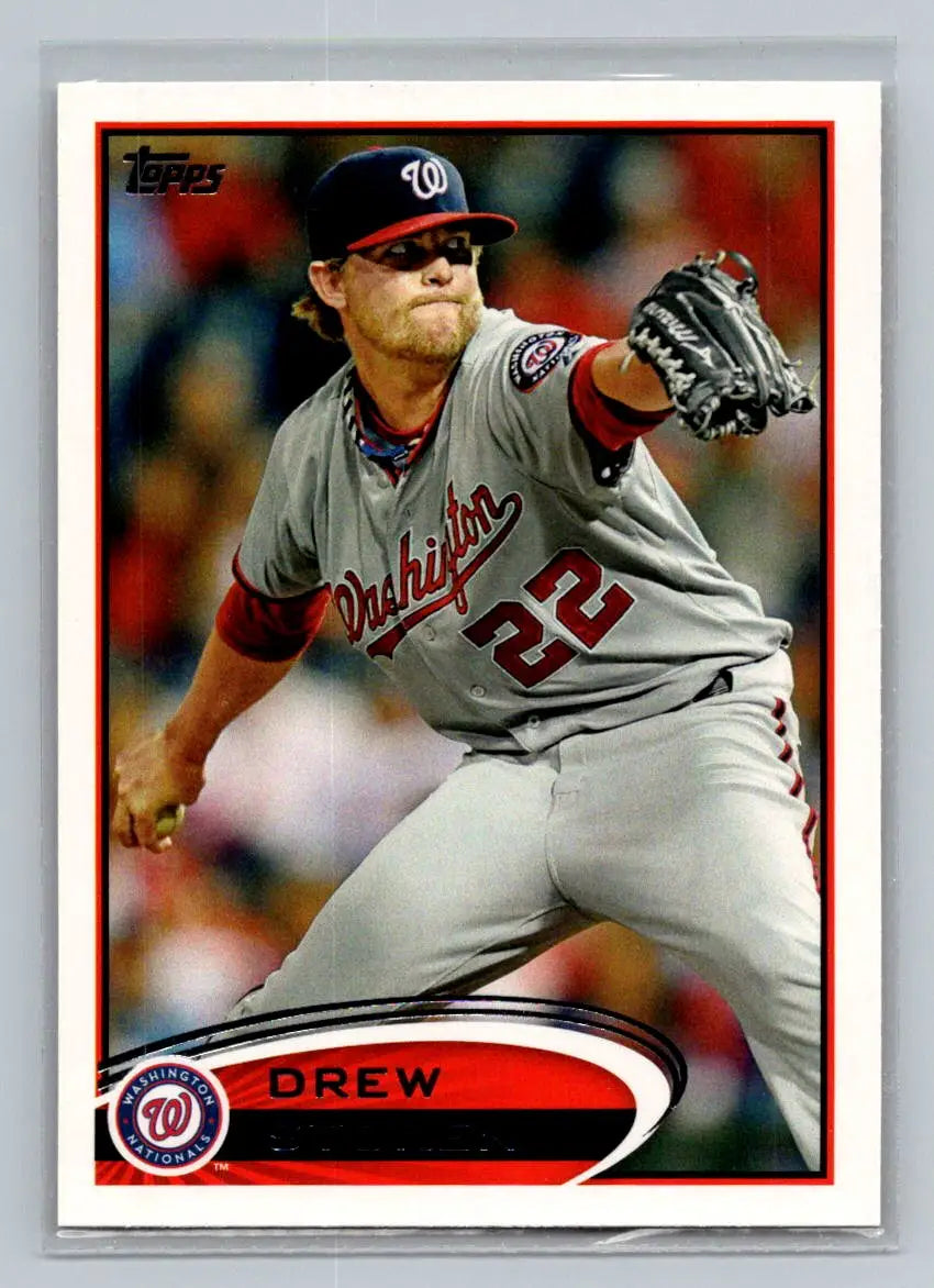 Baseball card of Drew Storen 285A Drew Storen Washington Nationals 2012 Topps