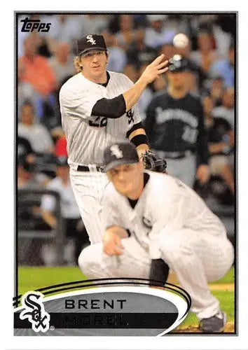 Original gloss baseball trading card of Brent Morel and White Sox players 2012 Topps