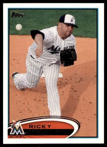 Original gloss baseball card of Ricky Nolasco from 2012 Topps #322 Marlins