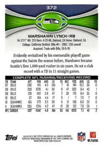 2012 Topps #372 Marshawn Lynch NM-MT Seahawks ID:81399 - Football Card Single