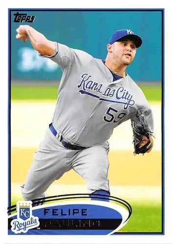 Original gloss baseball card featuring Felipe Paulino from 2012 Topps Royals set