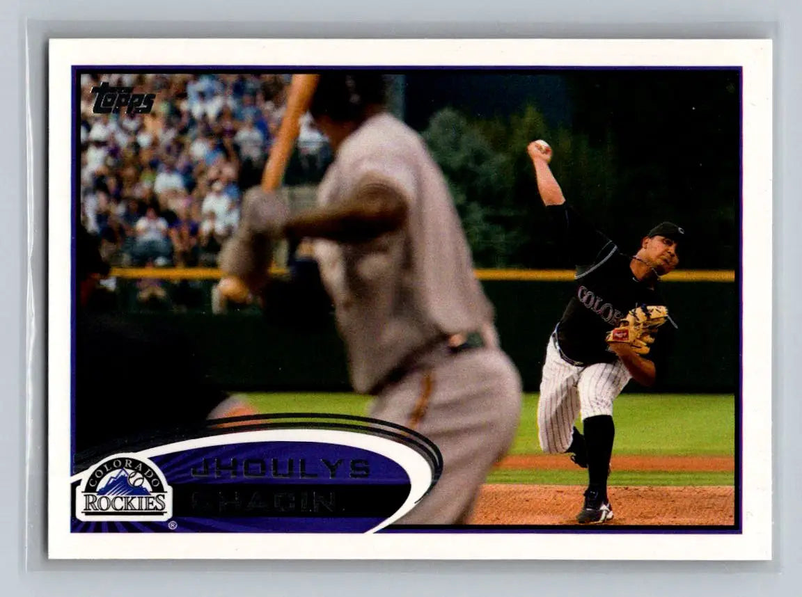 2012 Topps #45b Jhoulys Chacin baseball card featuring the Colorado Rockies