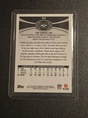 2012 Topps #50 Tim Tebow Gold #1366/2012 - Football Card Single