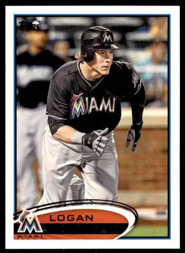 Baseball trading card featuring Logan Morrison in black uniform from 2012 Topps NM-MT