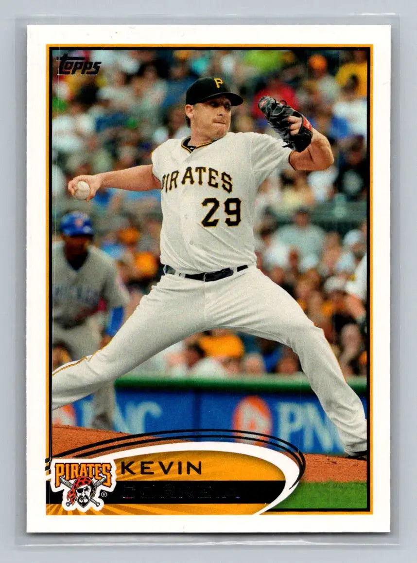 Baseball card of 2012 Topps #74a Kevin Correia with Pittsburgh Pirates logo