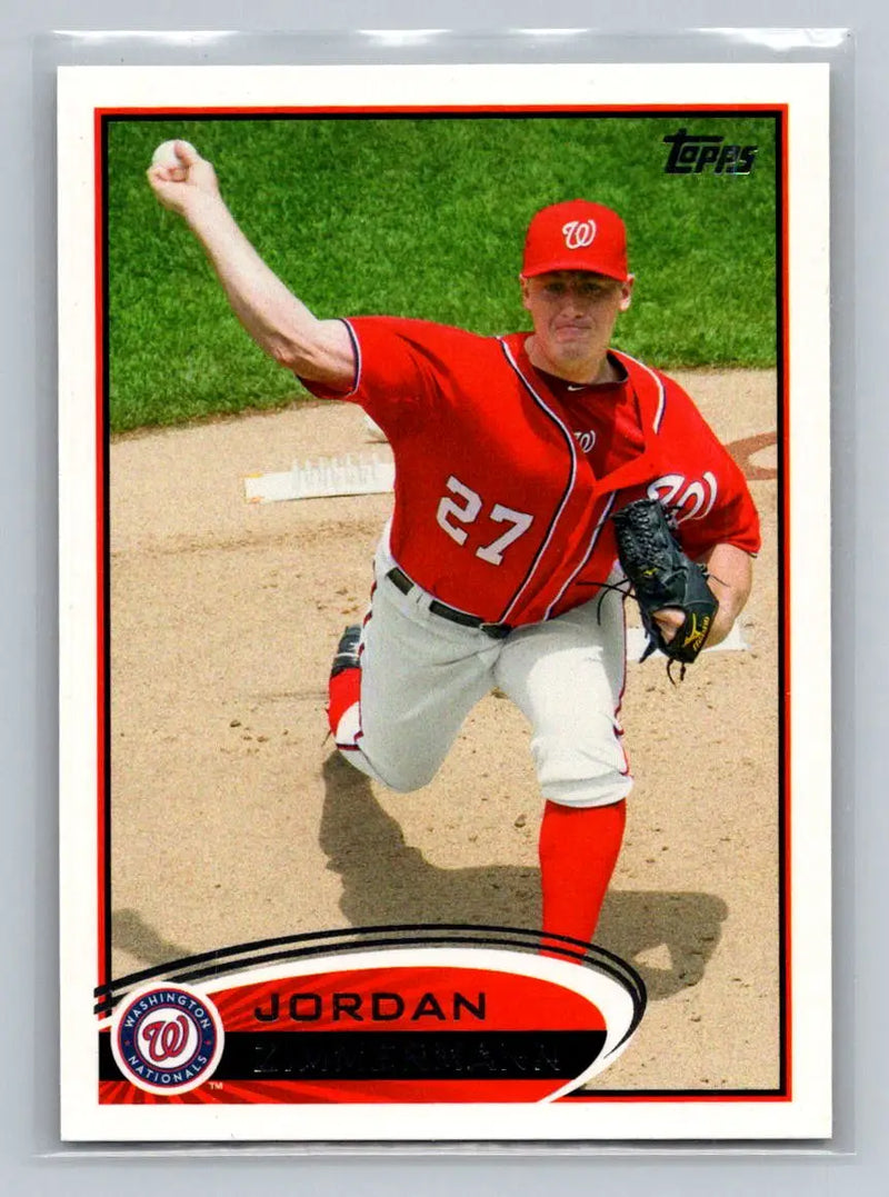 Baseball card of pitcher 75B Jordan Zimmermann from Washington Nationals 2012 Topps
