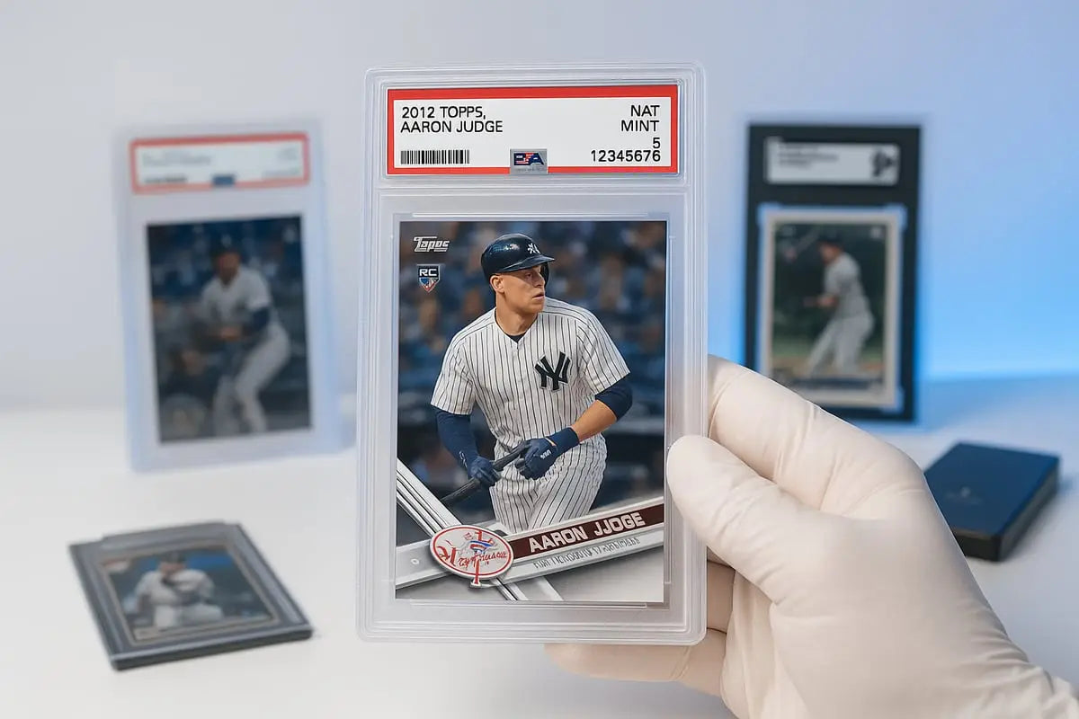 Aaron Judge rookie card 2012 Topps in red slabbed case