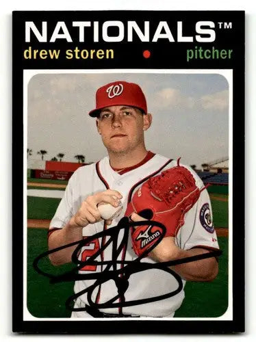 Signed baseball card of Drew Storen Washington Nationals with original gloss in the 2012 Topps Archives
