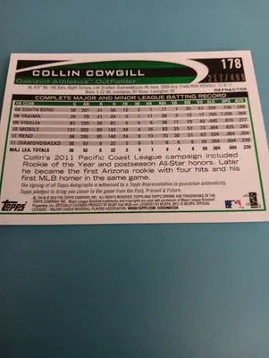 2012 Topps Chrome - Collin Cowgill #178 Rookie Autographs Refractor. /499. NRMT+ - Baseball Card Single