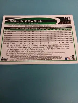2012 Topps Chrome - Collin Cowgill #178 Rookie Autographs Refractor. /499. NRMT+ - Baseball Card Single