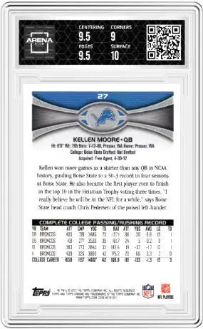 2012 Topps Chrome Kellen Moore #27 Football Arena Club 9.5 - Football Card Single