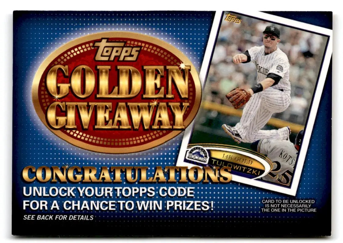 2012 Topps #GGC-2 Troy Tulowitzki Golden Giveaway Code Cards - Baseball Card Single