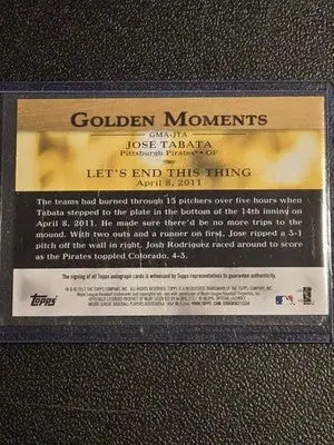 2012 Topps #GMA-JTA Jose Tabata Golden Moments Autographs - Baseball Card Single