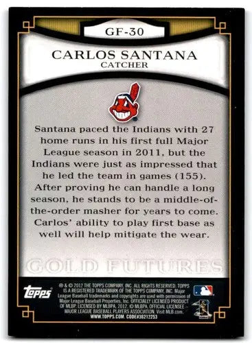 Carlos Santana baseball card from 2012 Topps Gold Futures with original gloss and ID 73086