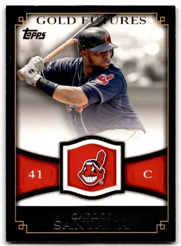 Baseball card showcasing Carlos Santana from 2012 Topps Gold Futures with original gloss