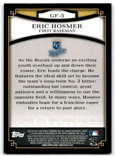 Eric Hosmer baseball card from 2012 Topps Gold Futures series with original gloss