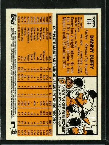 2012 Topps Heritage Danny Duffy baseball card back with original gloss Royals ID 71852