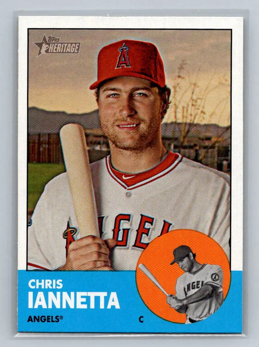 Chris Iannetta 2012 Topps Heritage card featuring Los Angeles Angels player