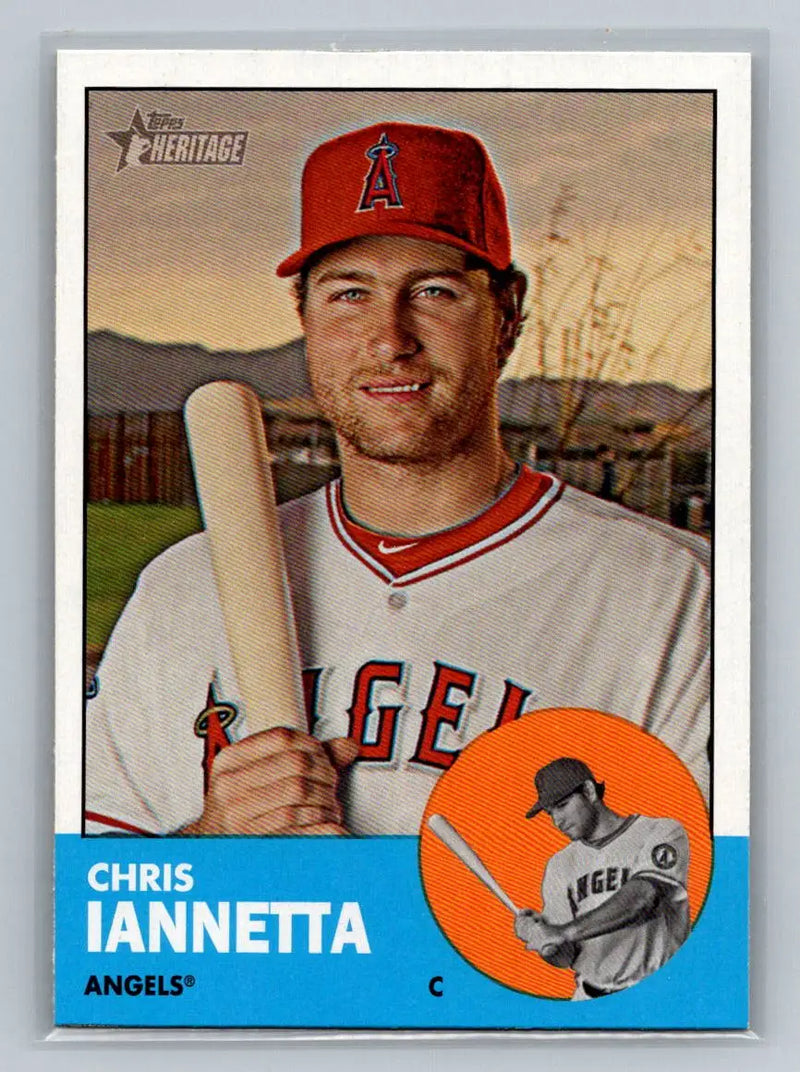 Chris Iannetta 2012 Topps Heritage card featuring Los Angeles Angels player