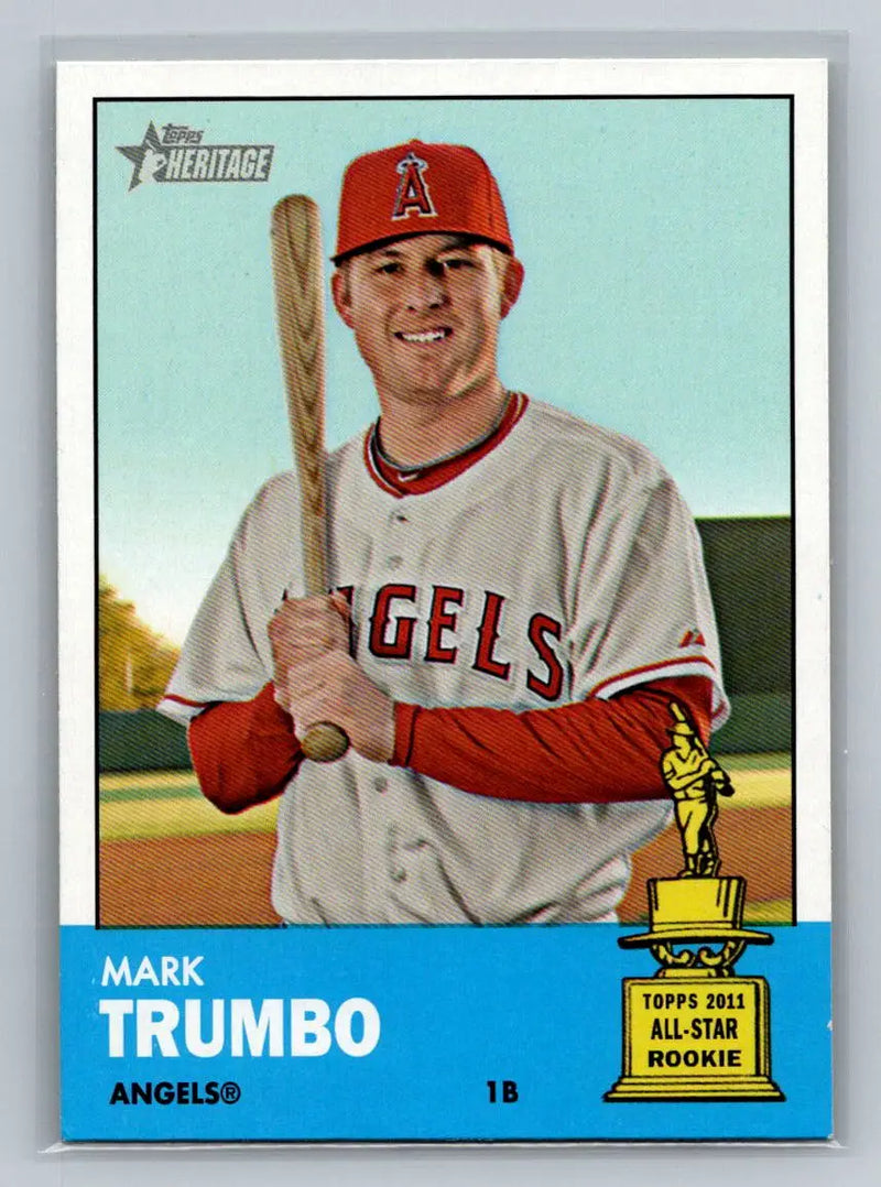 Mark Trumbo baseball card from 2012 Topps Heritage featuring Los Angeles Angels player